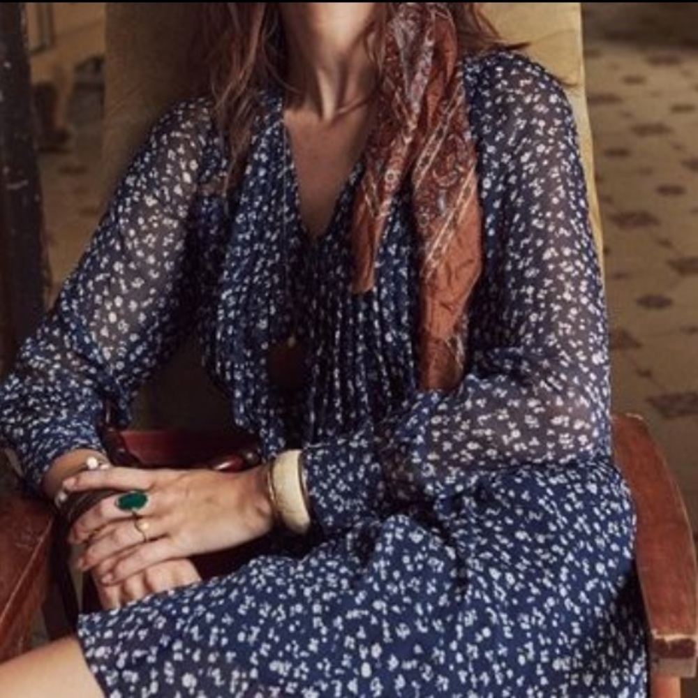 Sezane Navy Floral Mini Dress size 38